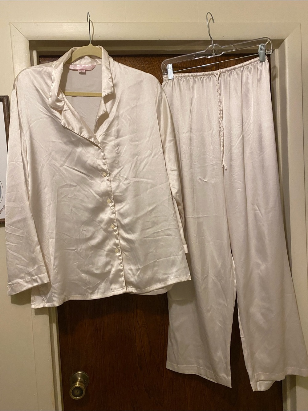 Victoria's Secret Cream Satin Pajama Set
